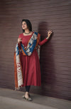 Festive Launch - Cotton Aline Panel kurta with Handmade Kalamkari Dupatta
