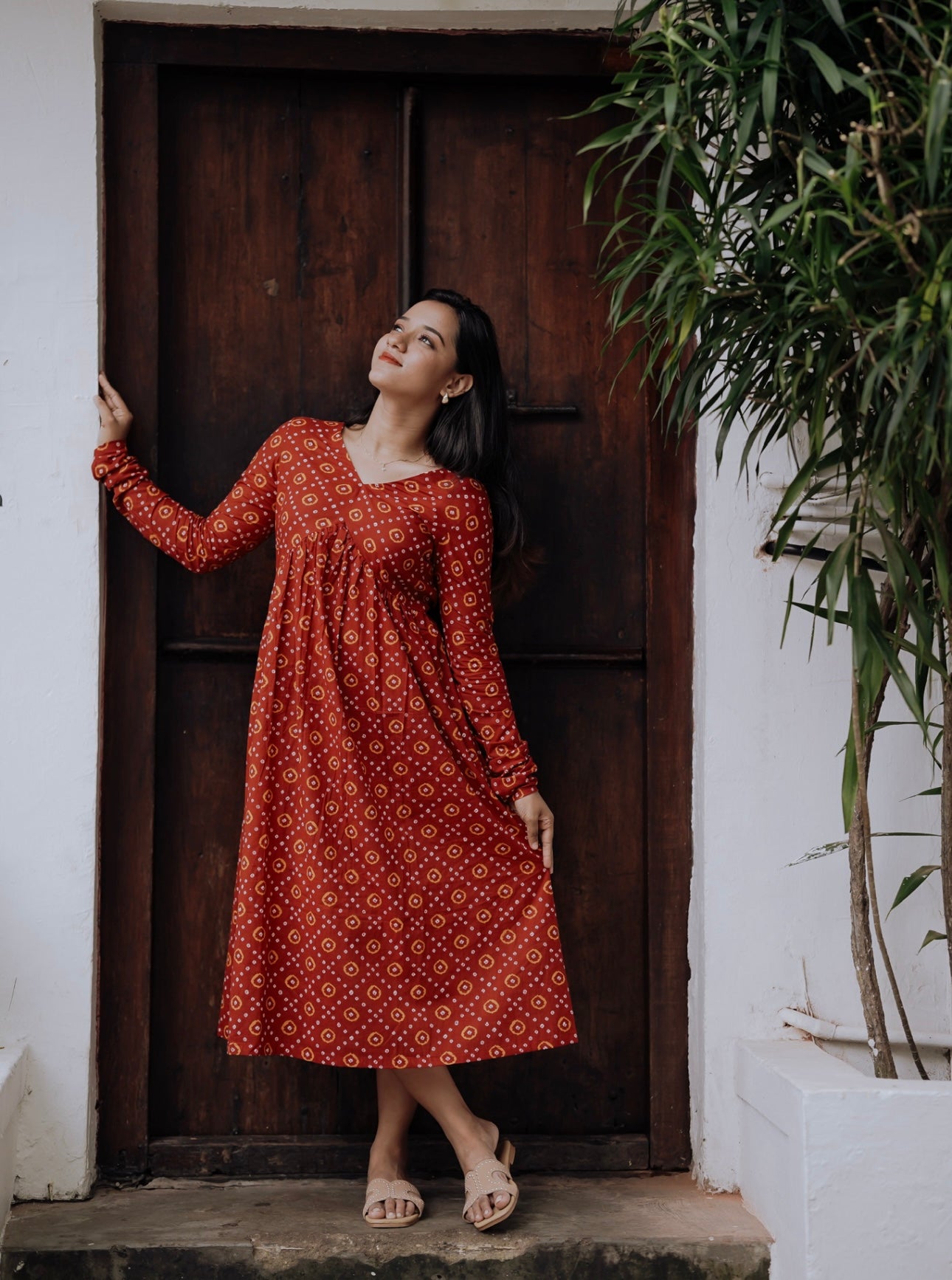 Red Bandani Alia Cut Kurta/Dress