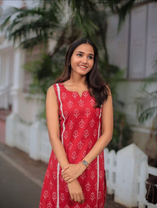 Red Bandani Print Kurta and Pant set