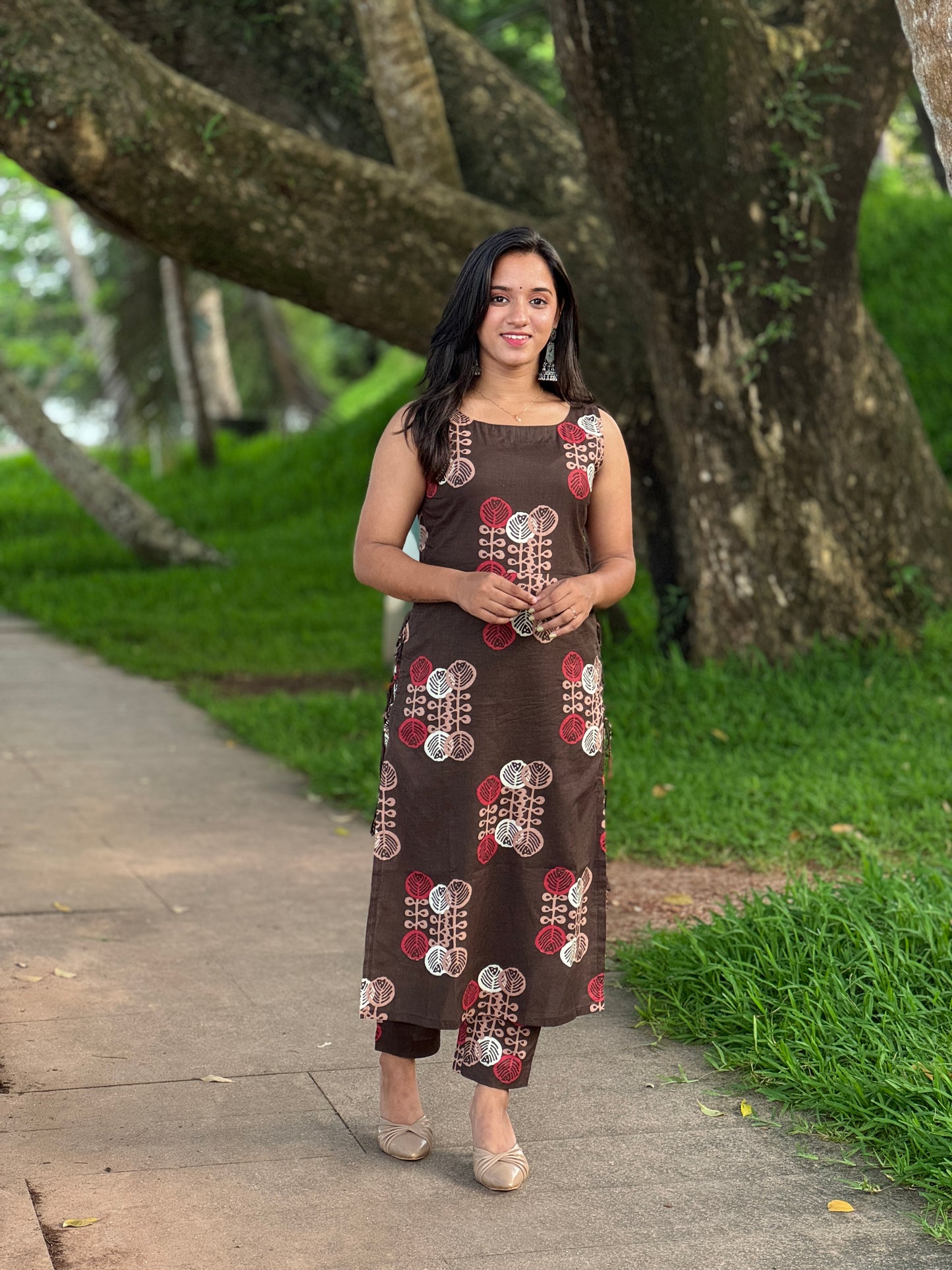 Coffee Brown Side Tassels Kurta and Pant Set