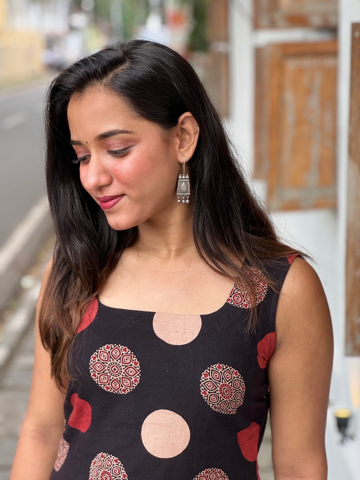 Designer Handblock Printed Polka Ajrakh Set