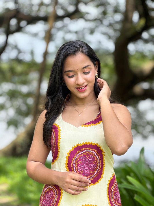 Purple Bandani Printed Kurta