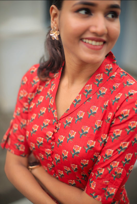 Red Chilly Cotton Kurta and Pant Set