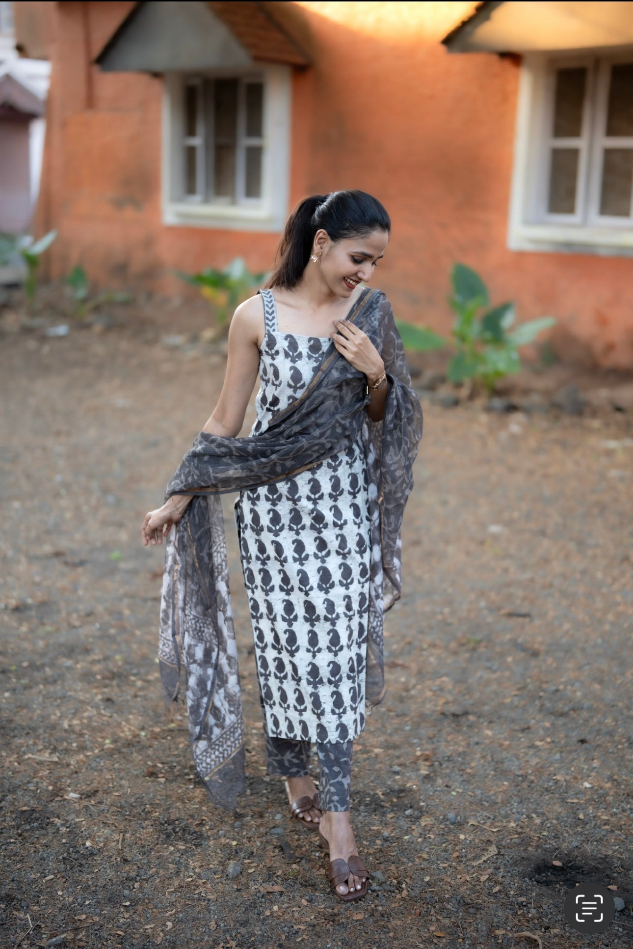 Block Printed Suit Set with Kota dupatta