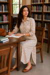 Beige Love - Cotton Heart Printed Shirt Dress