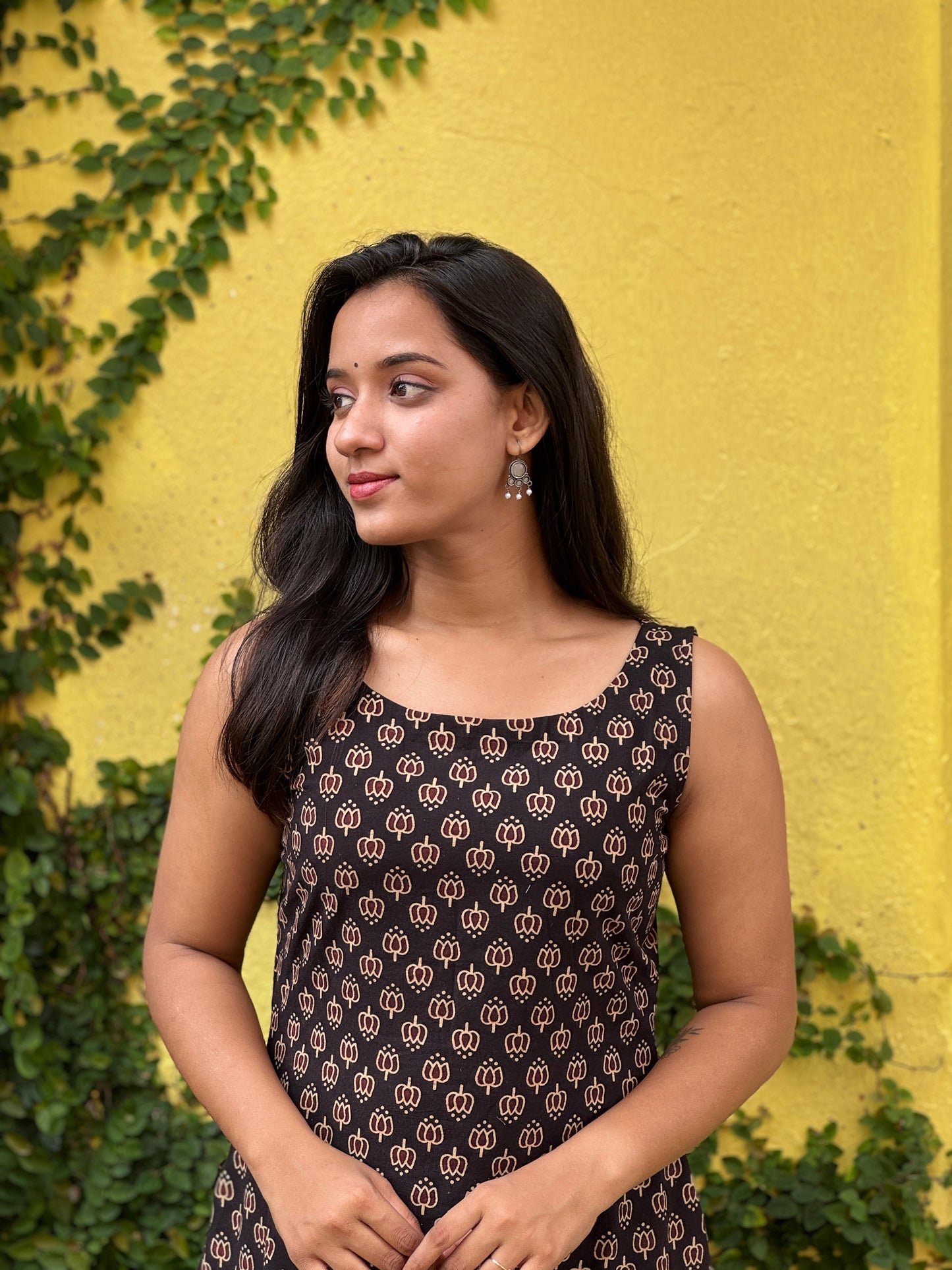 Ajrakh Lotus Printed Aline Kurta/Dress