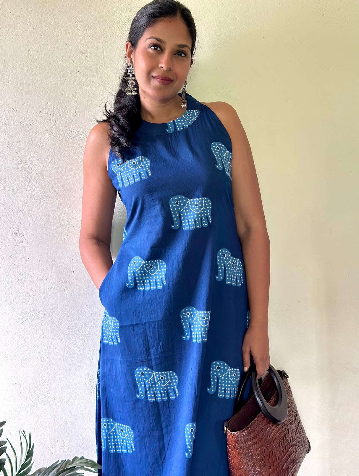 Blue Elephant Printed Aline Kurta Pant Set