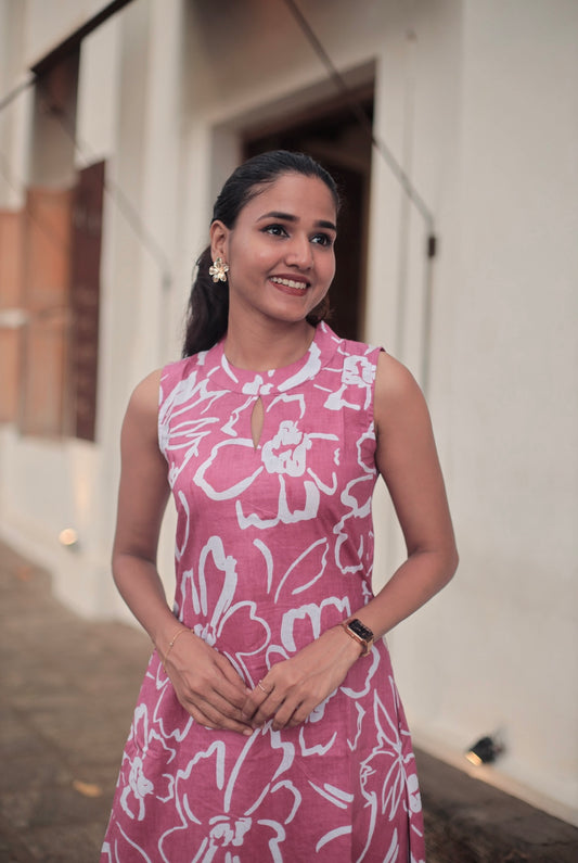 Onion Pink Floral Cotton Kurta Set