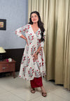 Sanganeri Florals*Wrap Silhouette Kurta/Dress with Plain Cotton Pants