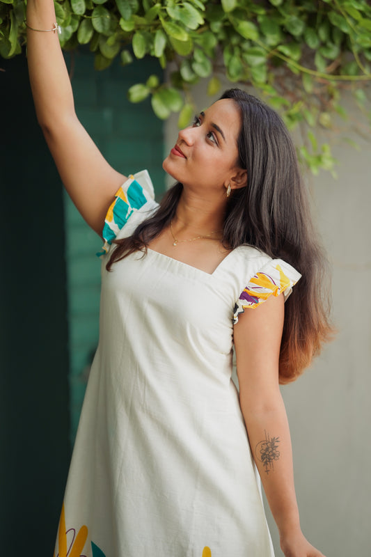 White Floral Cotton Dress