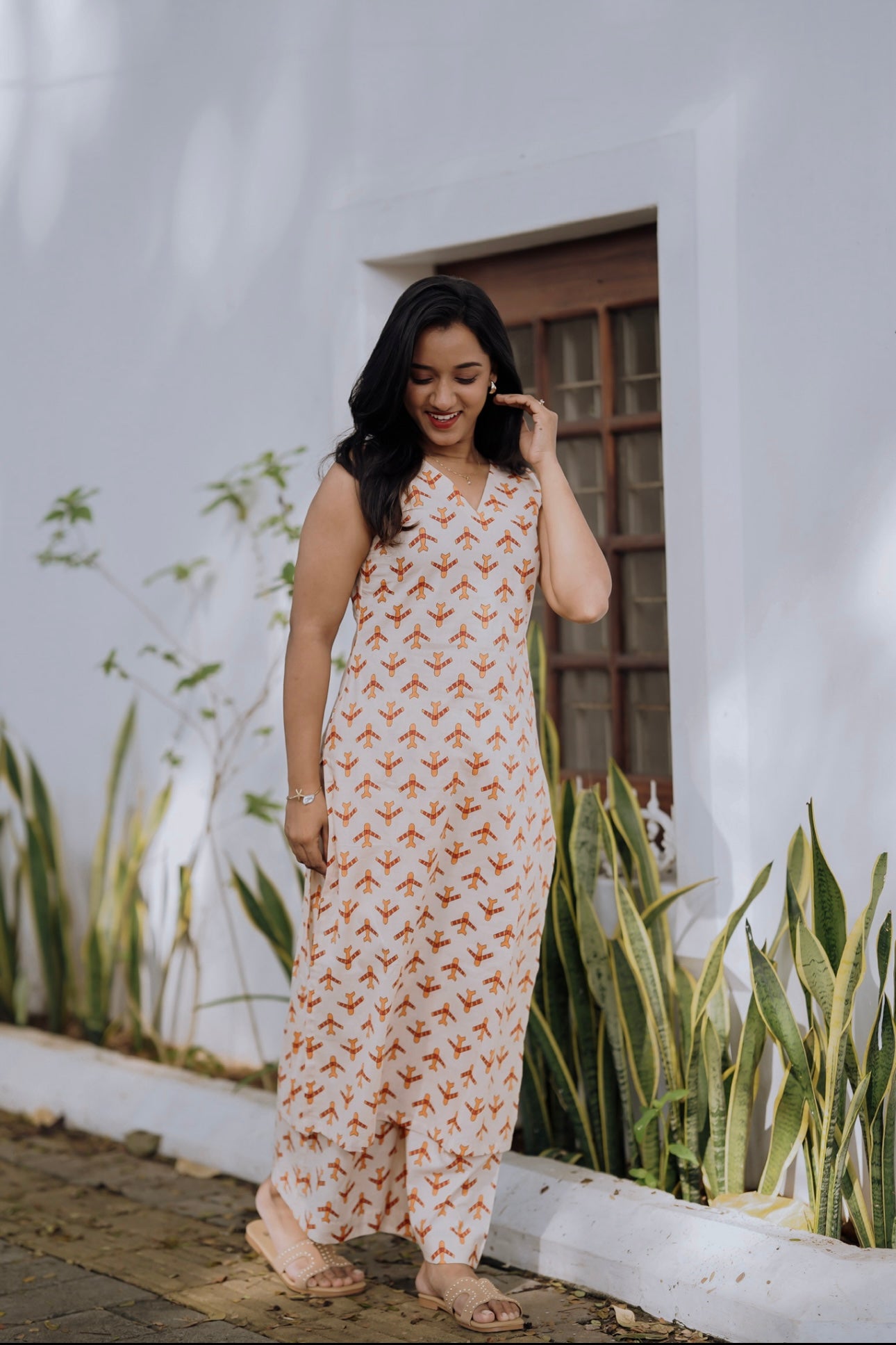 Airplane Printed Kurta and Palazzo Set
