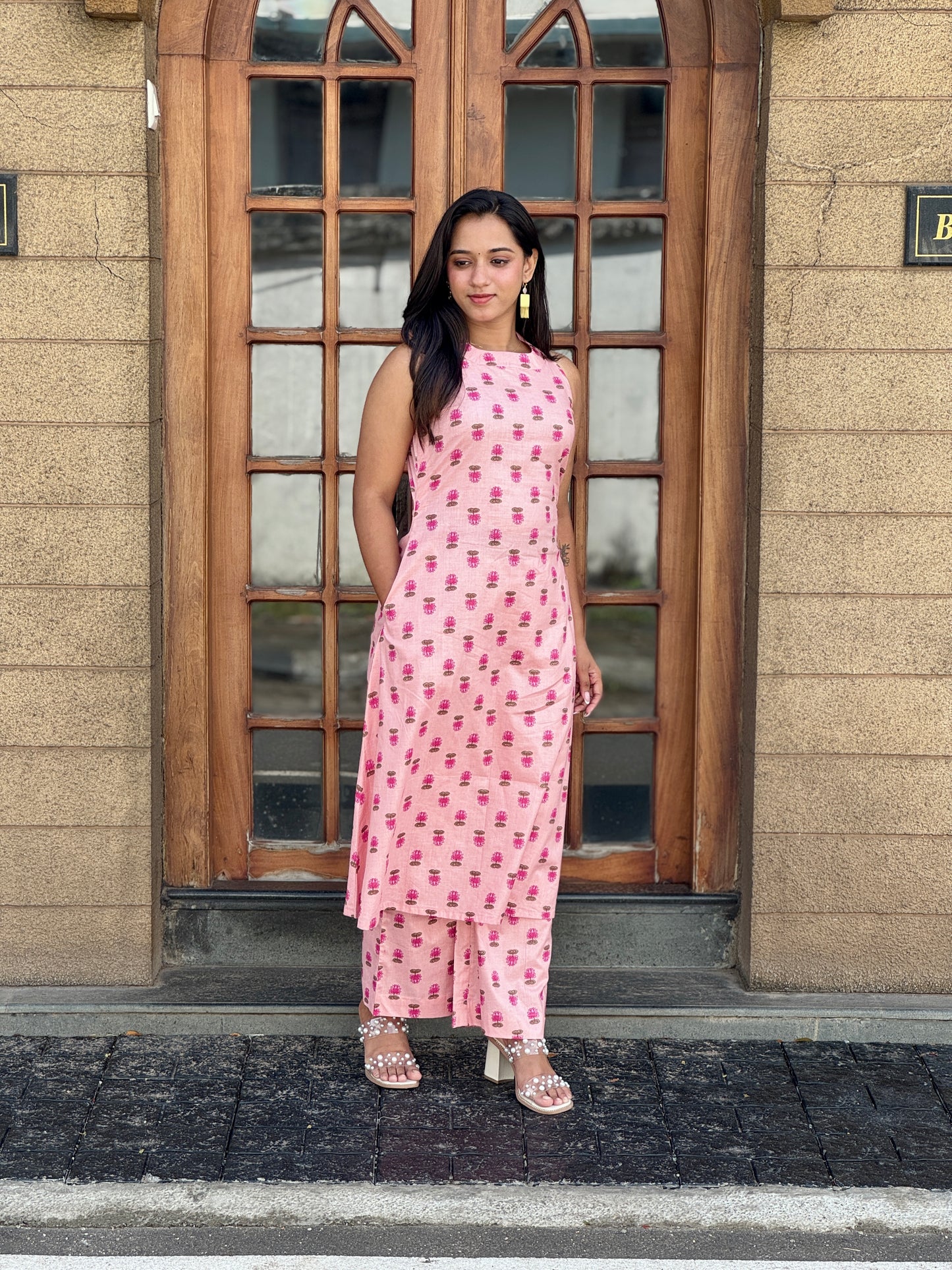 Pinky Lotus Kurta And Pant Set
