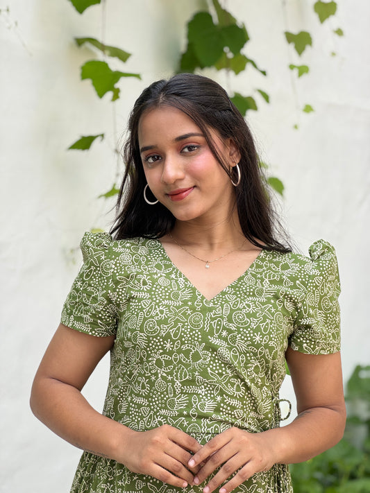 Oliver Green Block Printed Dress