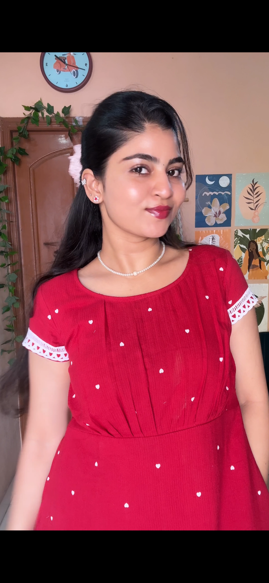 Hearty Dress - Cotton Heart Printed Dress