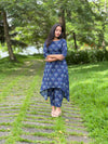 Blue Dragon Fly Printed Asymmetrical Kurta and Pant Set