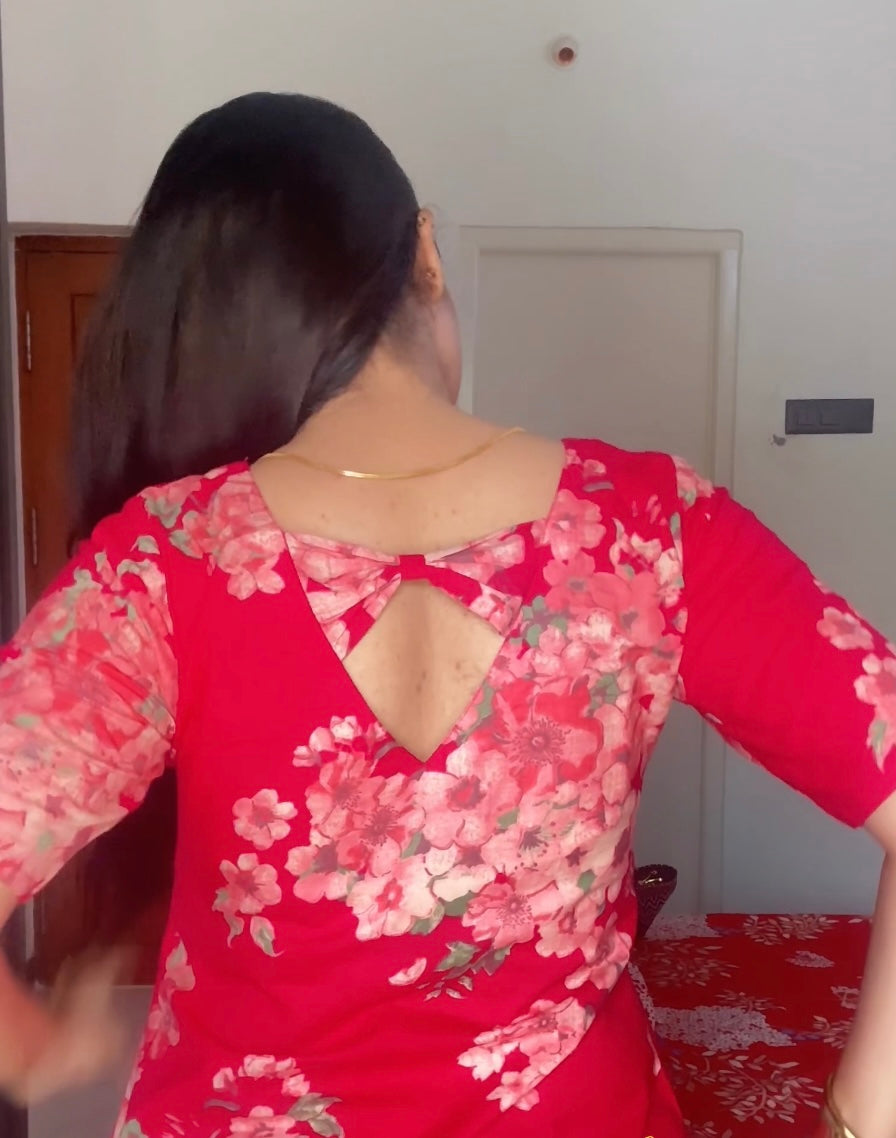 Fuchsia Pink Floral Kurta Pant Set
