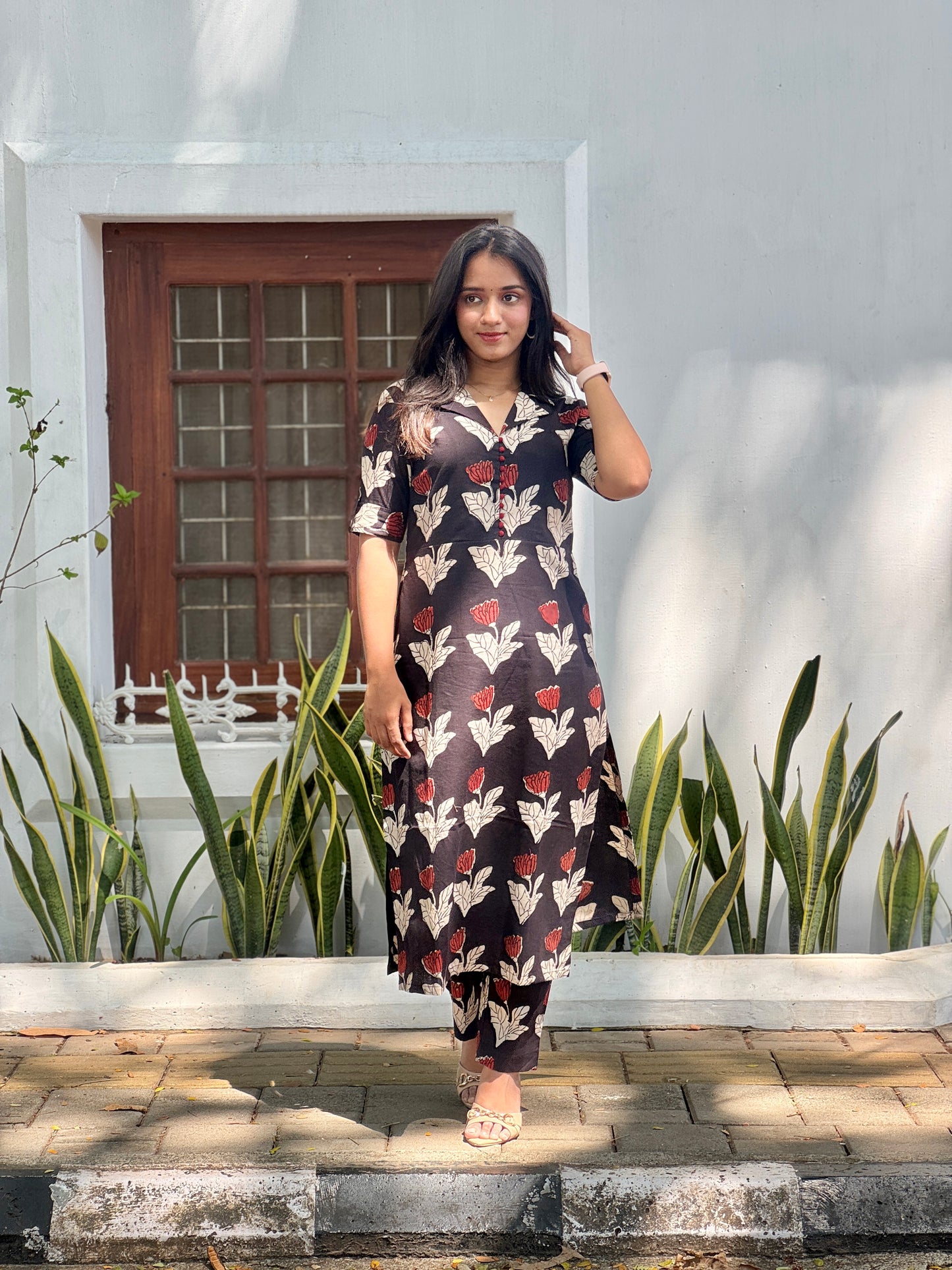 Black Floral Block Printed Set