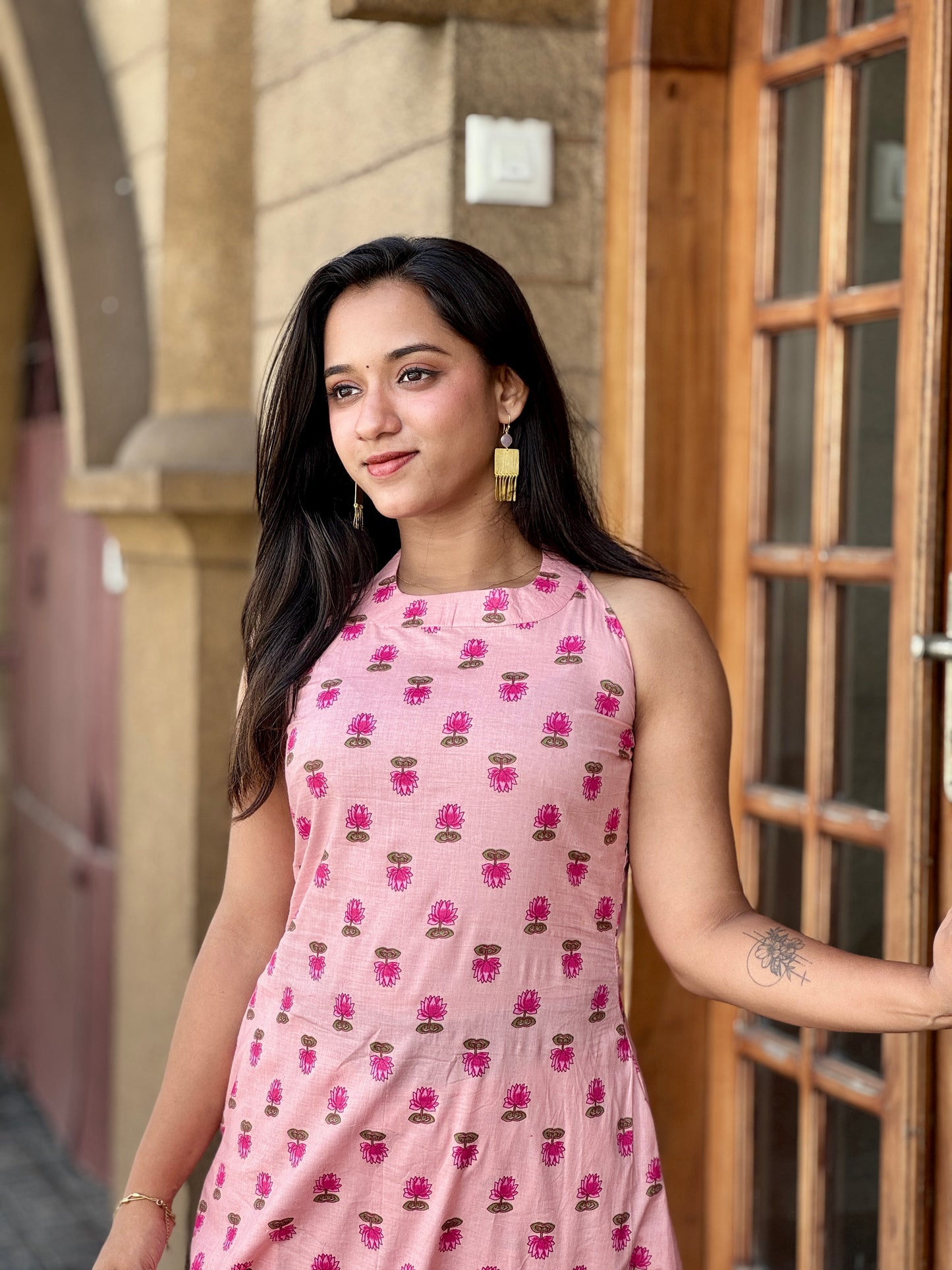 Pinky Lotus Kurta And Pant Set