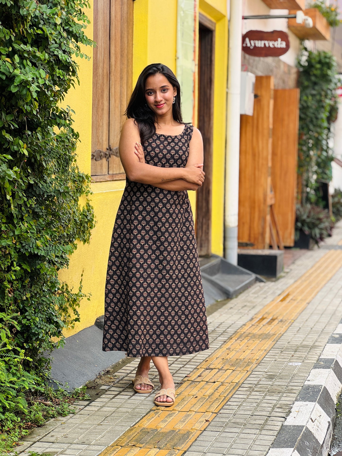 Ajrakh Lotus Printed Aline Kurta/Dress