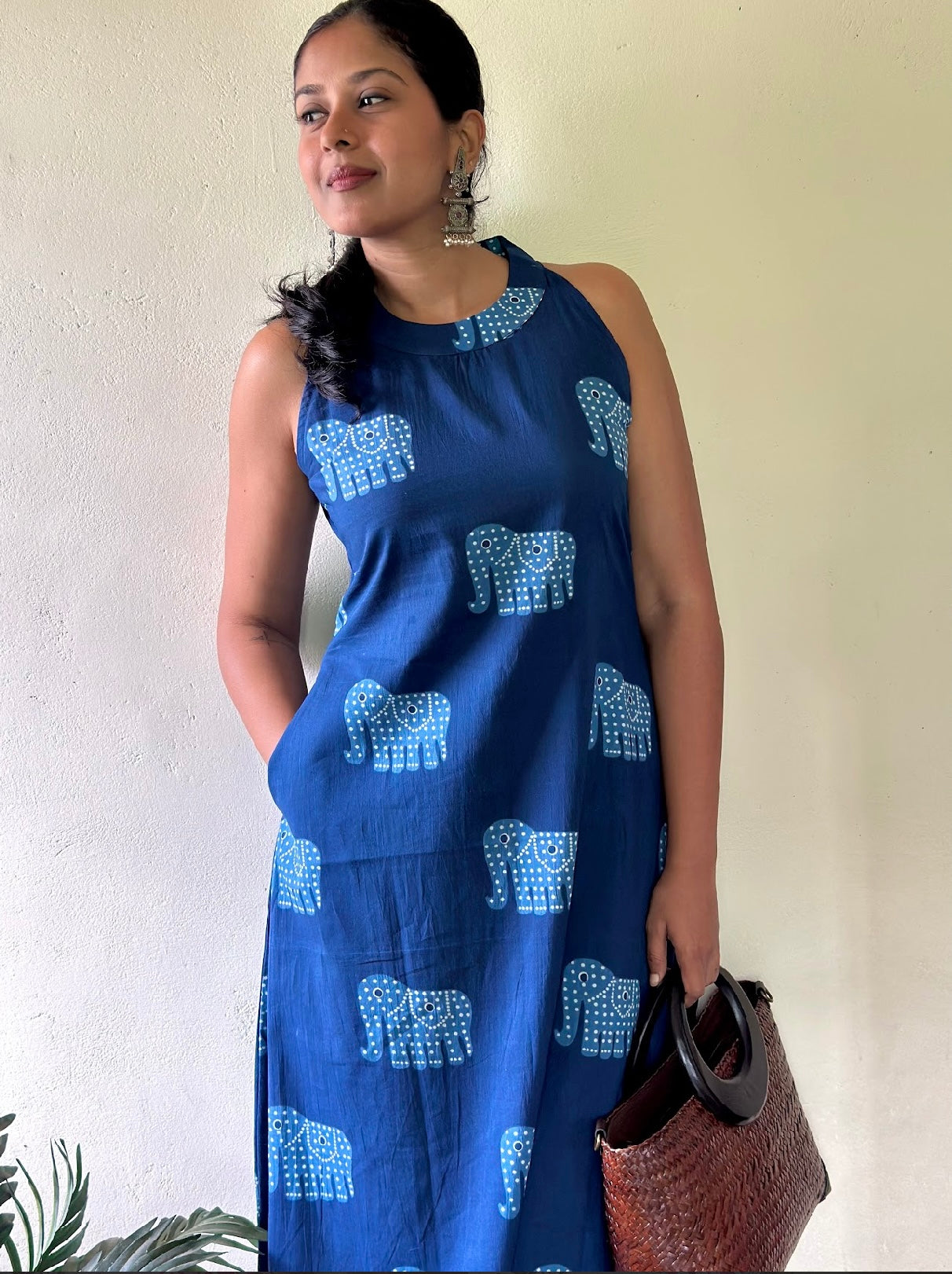 Blue Elephant Printed Aline Kurta Pant Set
