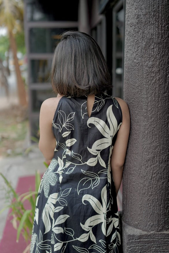 Black Cotton Halter Neck Dress