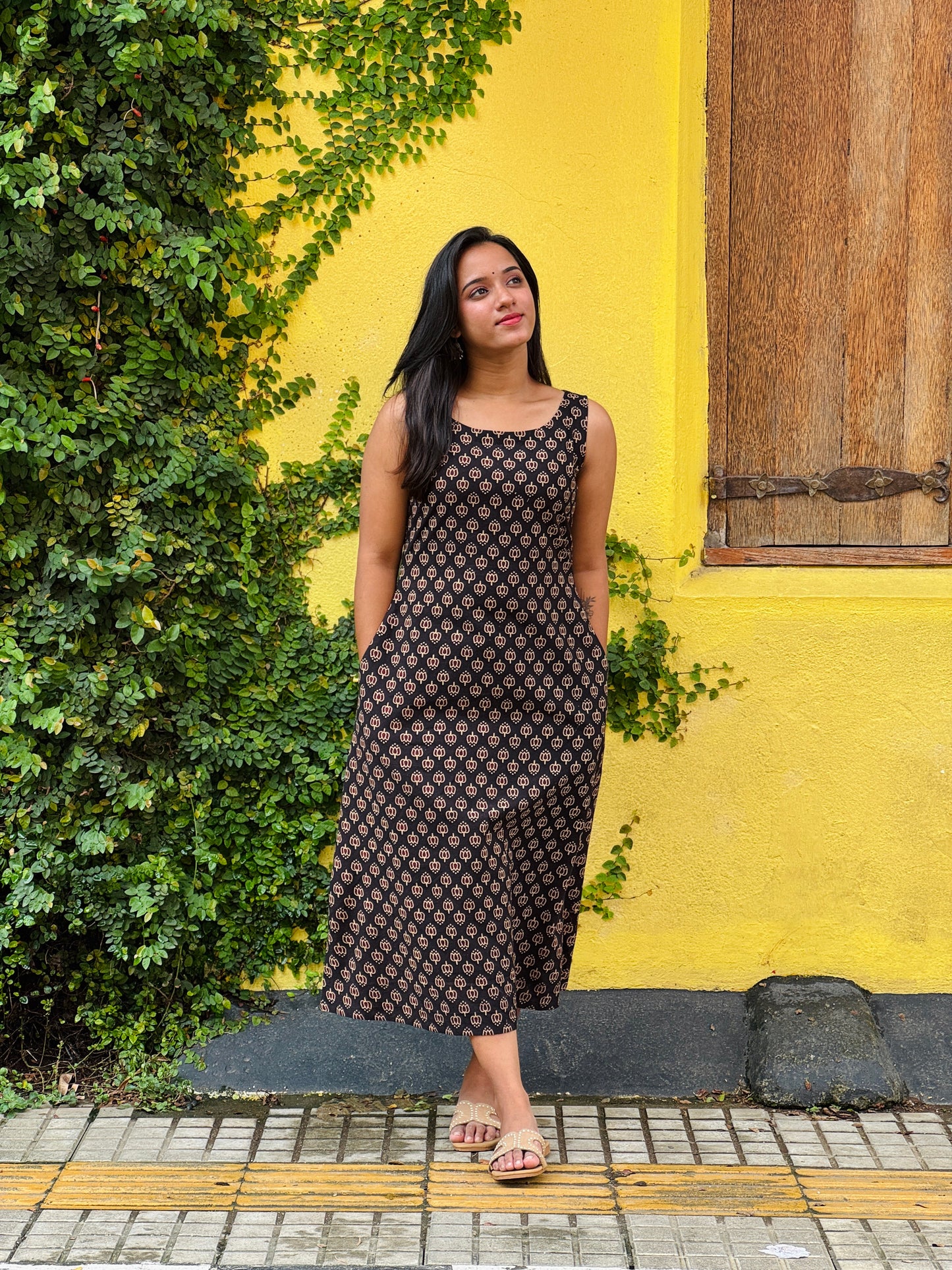 Ajrakh Lotus Printed Aline Kurta/Dress