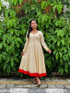Bright Cream Shade Full Flare Bandani Anarkali Kurta
