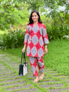 Red With Large Ethnic Motif Printed Coord Set