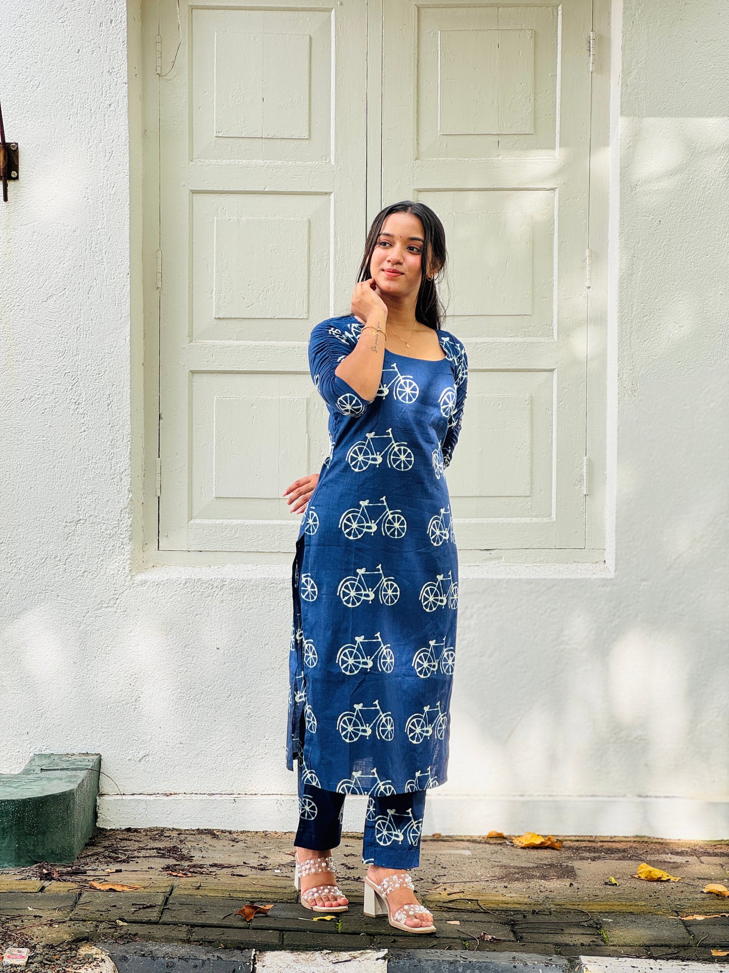 Indigo Bicycle Printed Kurta Pant Set