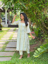 Off White Silver and Gold Striped Kurta and Pant Set