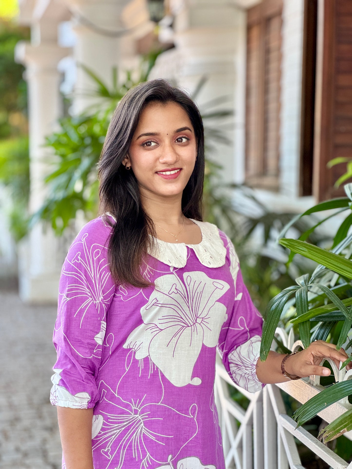 Lavender Floral Kurta and Pant Set