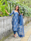 Indigo Maheshwari Silk Suit