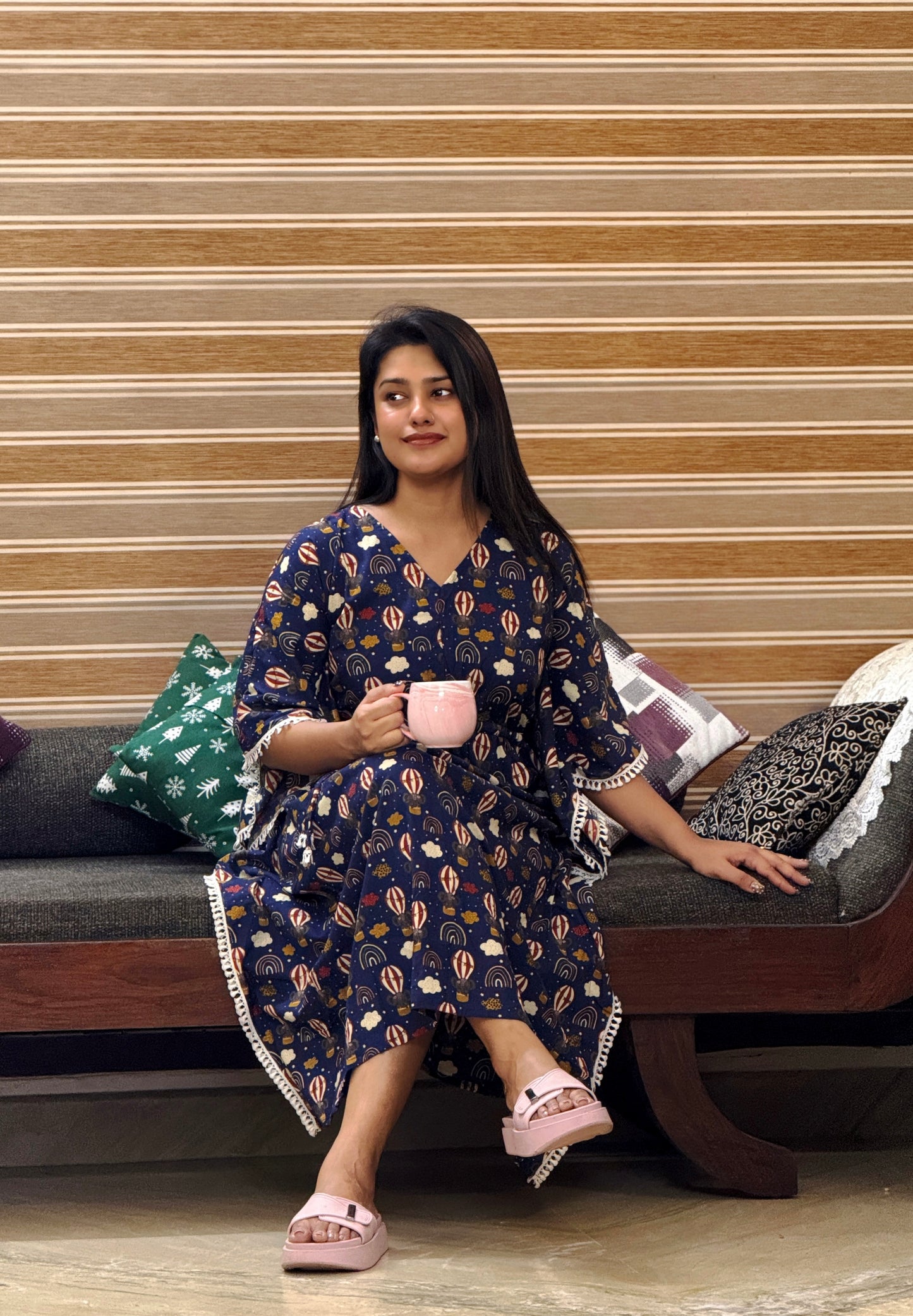 Cotton Cute Printed Kaftan (Feeding Friendly)