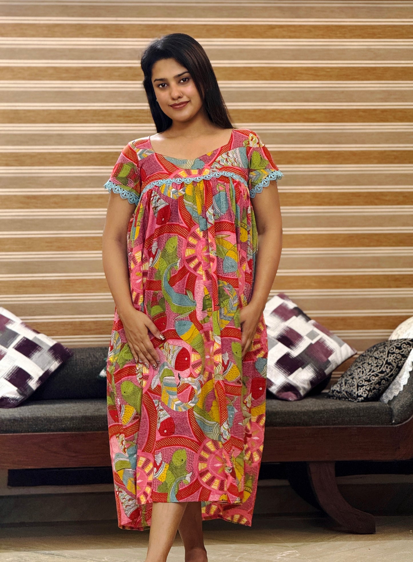 Fishy Printed Maxi Dress (Feeding Friendly)