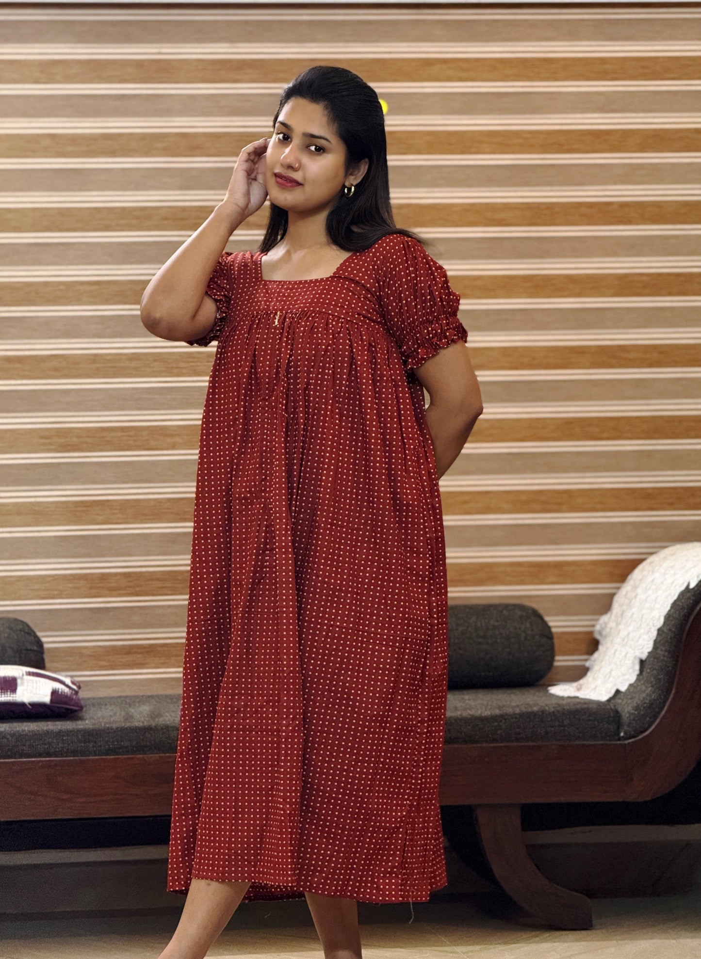 Red Polka Cotton Homewear (Feeding Friendly)