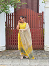 Yellow Block Printed Suit with Kota Doriya Duppatta