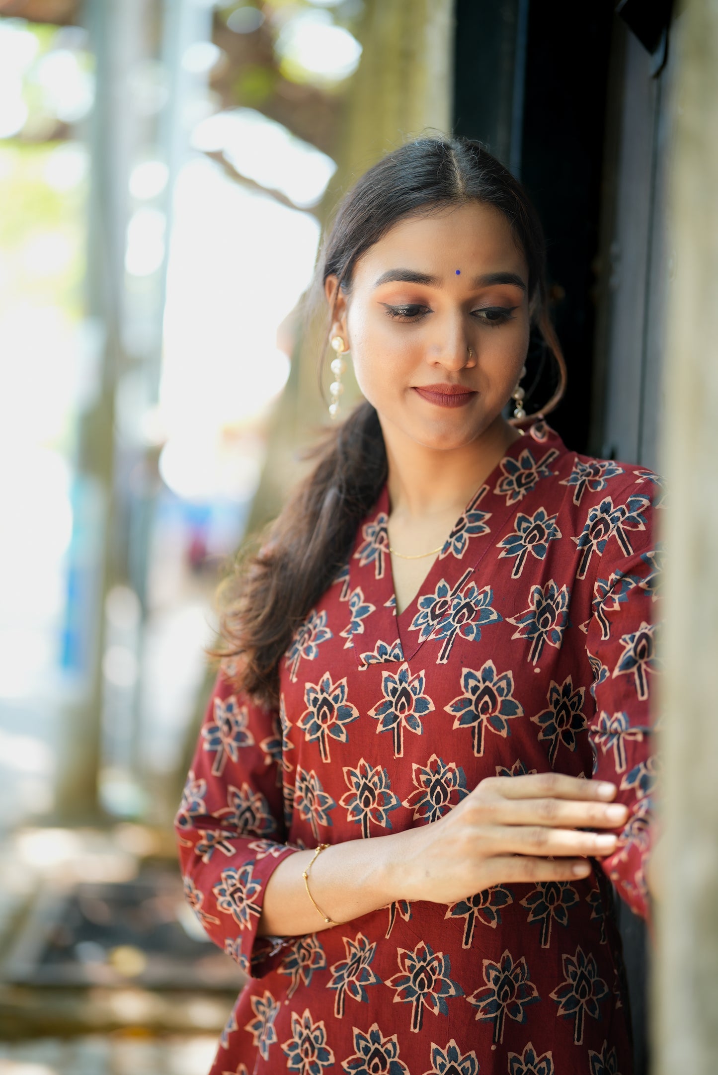 Ajrakh Lotus Printed Kurta and Pant Set