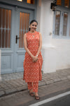 Burnt Orange Kurta and Pant Set