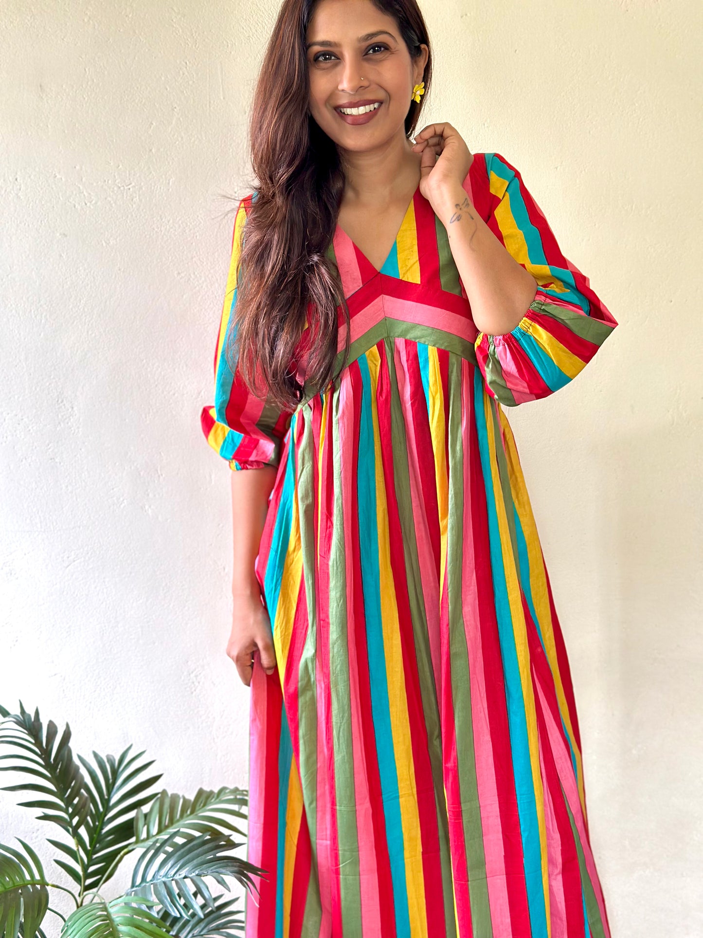 Candy Dress - Cotton Multicoloured Striped Dress