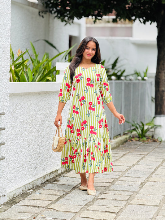 Cherry Dress - Cotton Tiered Dress