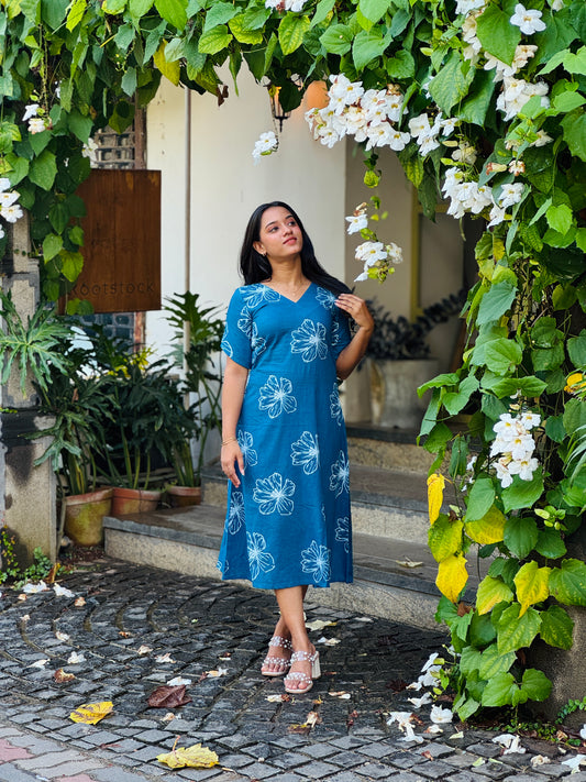Blue Floral Dress/Aline Kurta