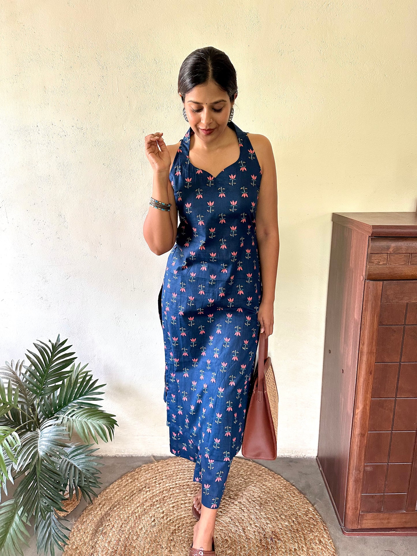 NEEL KAMAL -Blue Floral Cotton Kurta Set