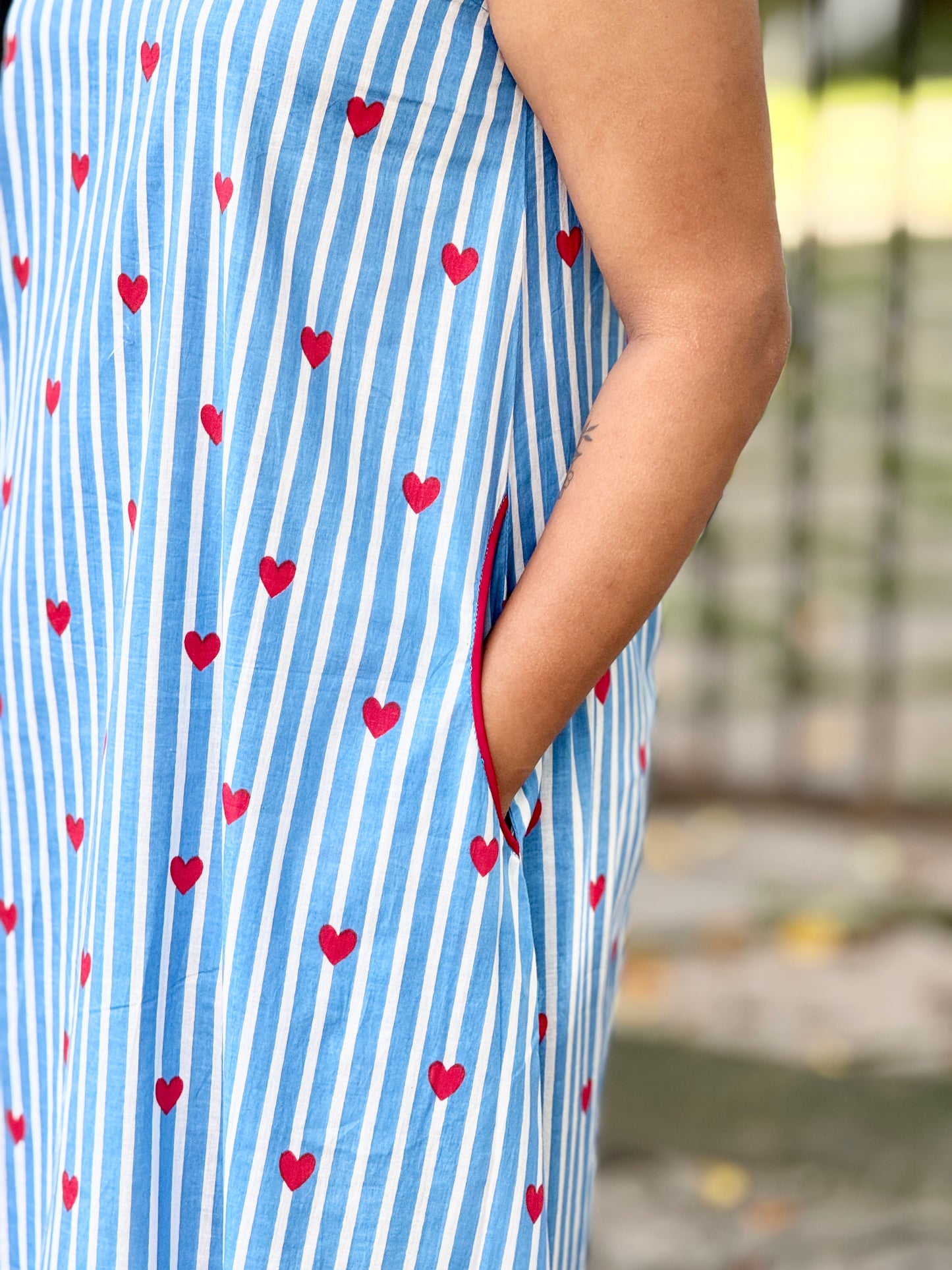 “BLUEY” Striped Heart Printed Dress