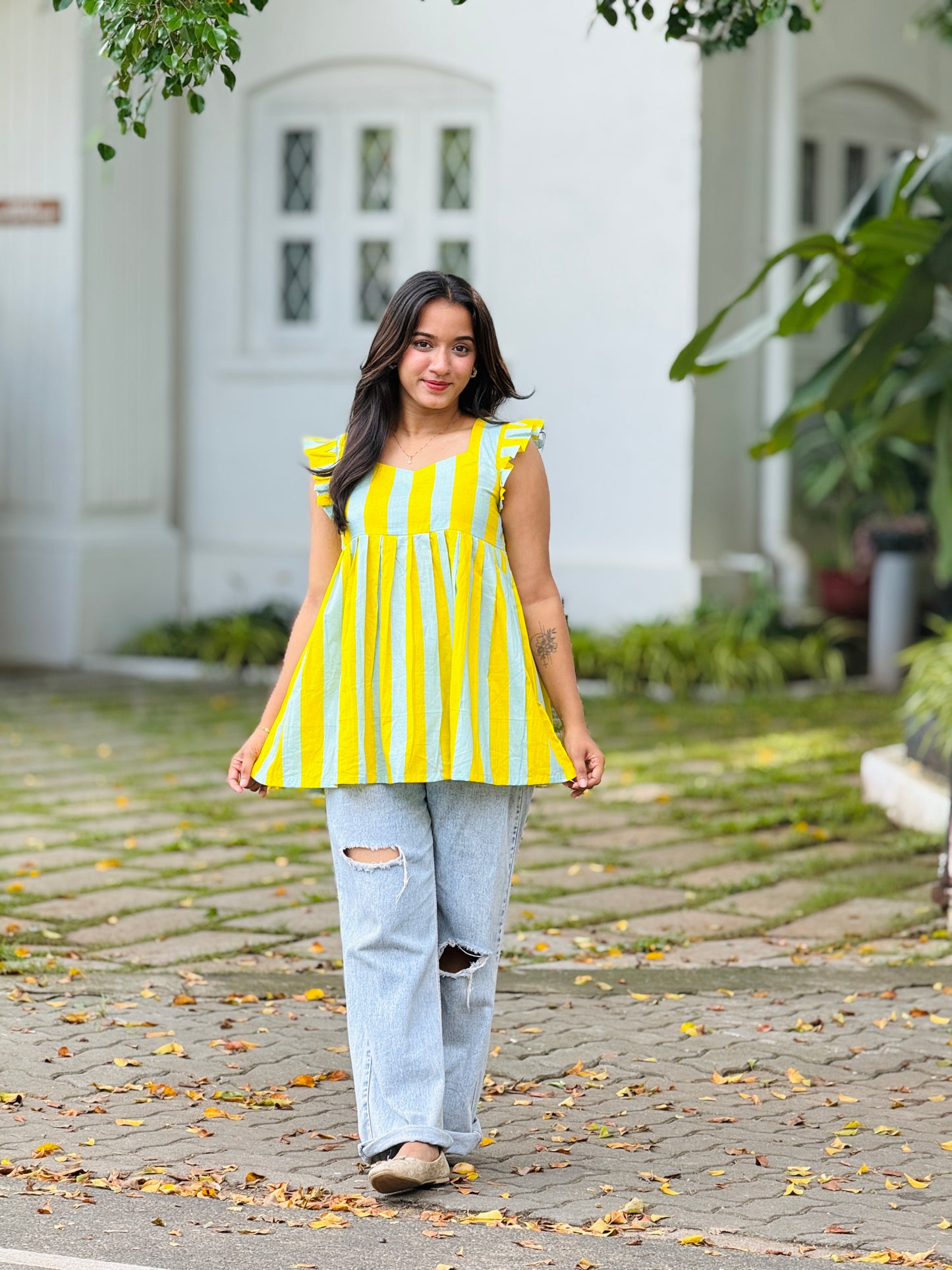 “LEMONY” Striped Short Kurti