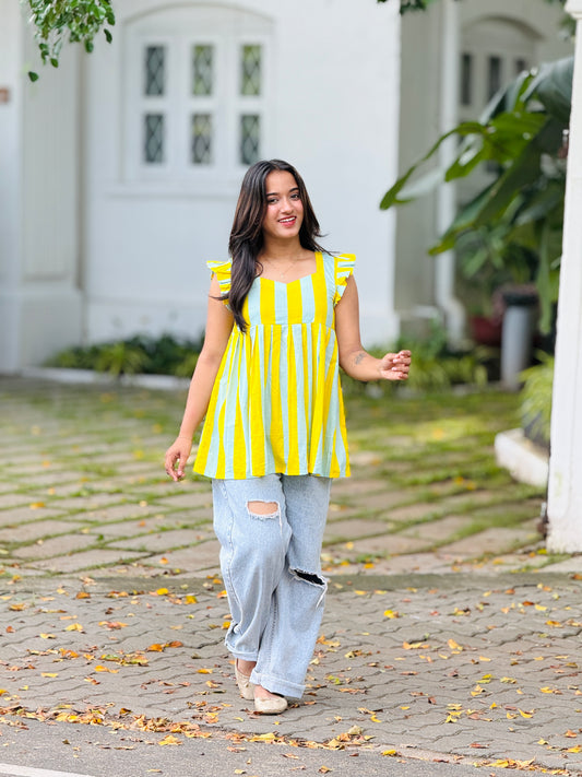 “LEMONY” Striped Short Kurti