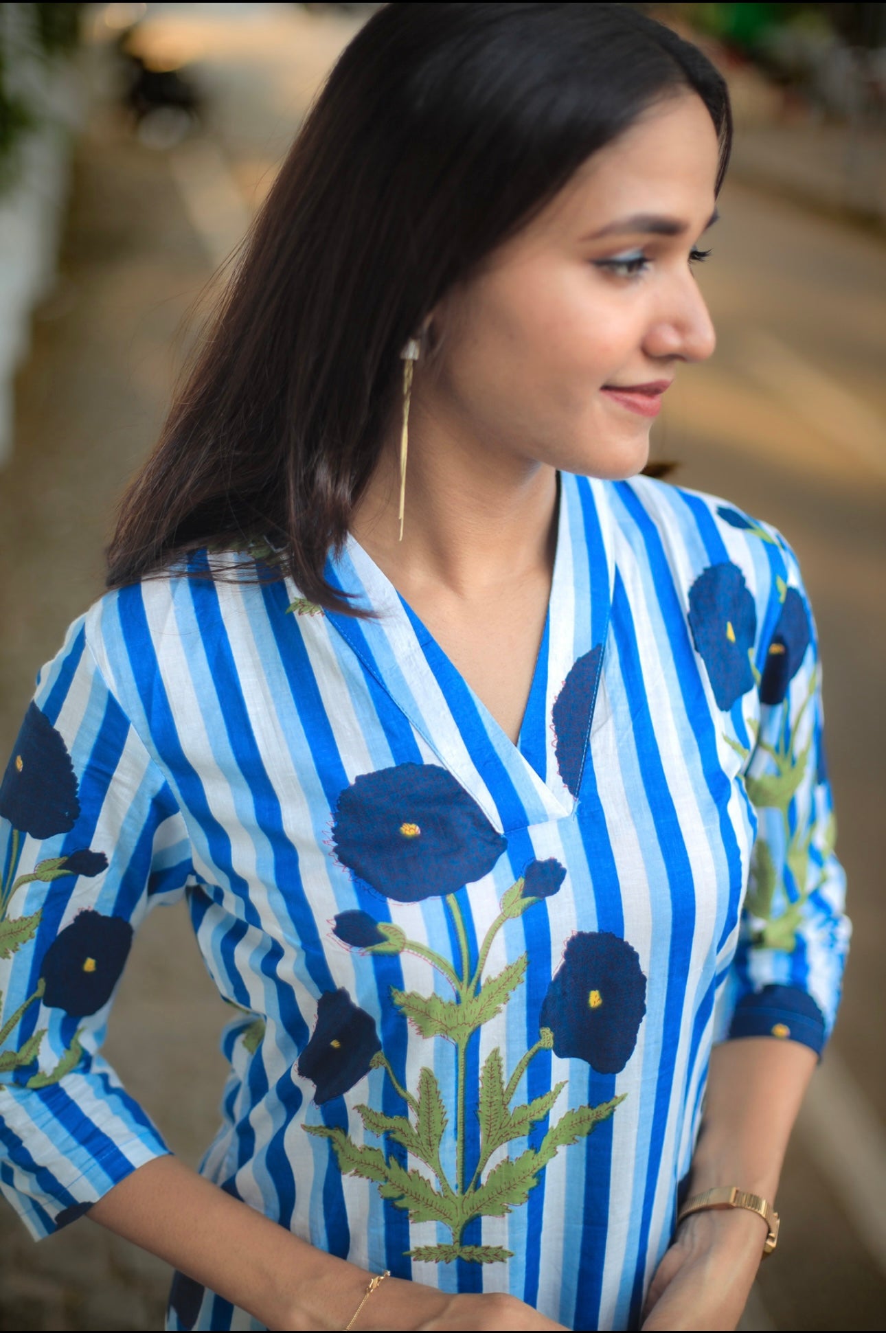 Blue Striped Kurta Set