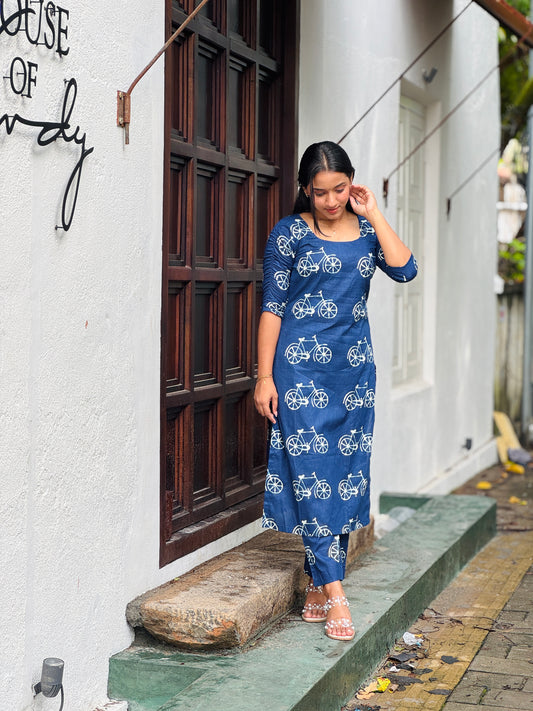 Indigo Bicycle Printed Kurta Pant Set