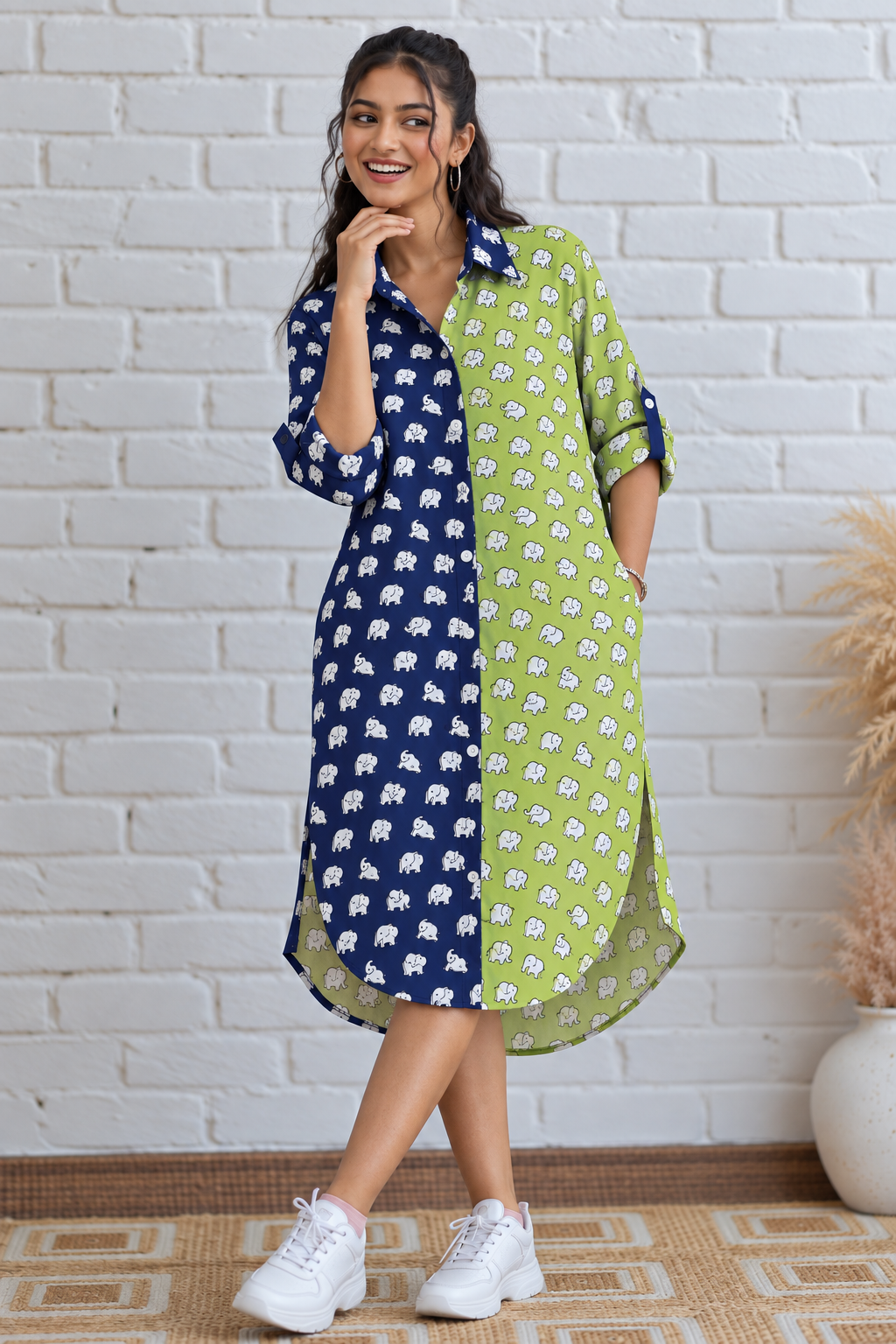 Hathiya - Block printed Cotton Shirt Dress