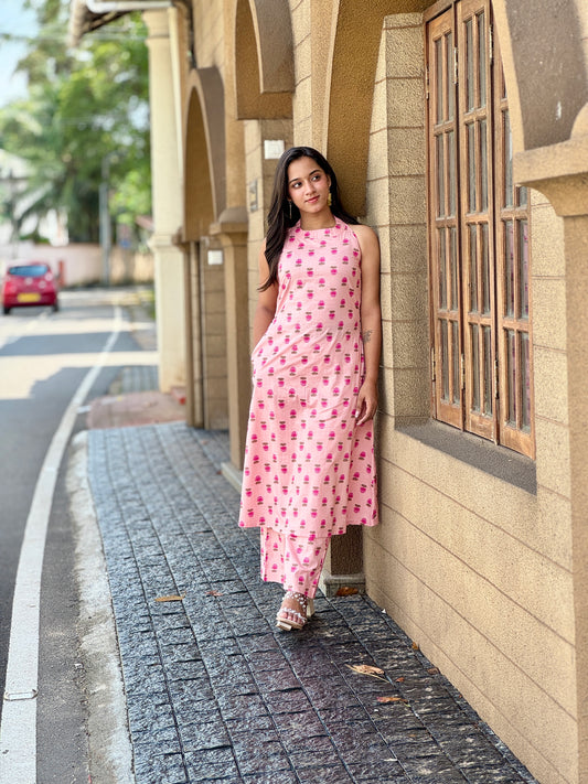 Pinky Lotus Kurta And Pant Set