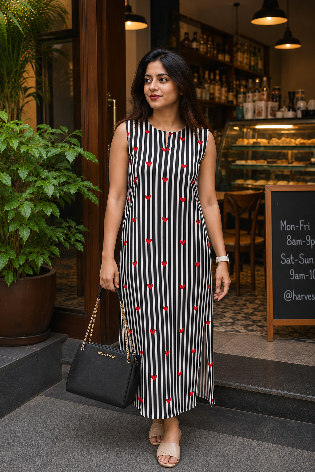 HEART LINE - Low Slitted Cotton Dress